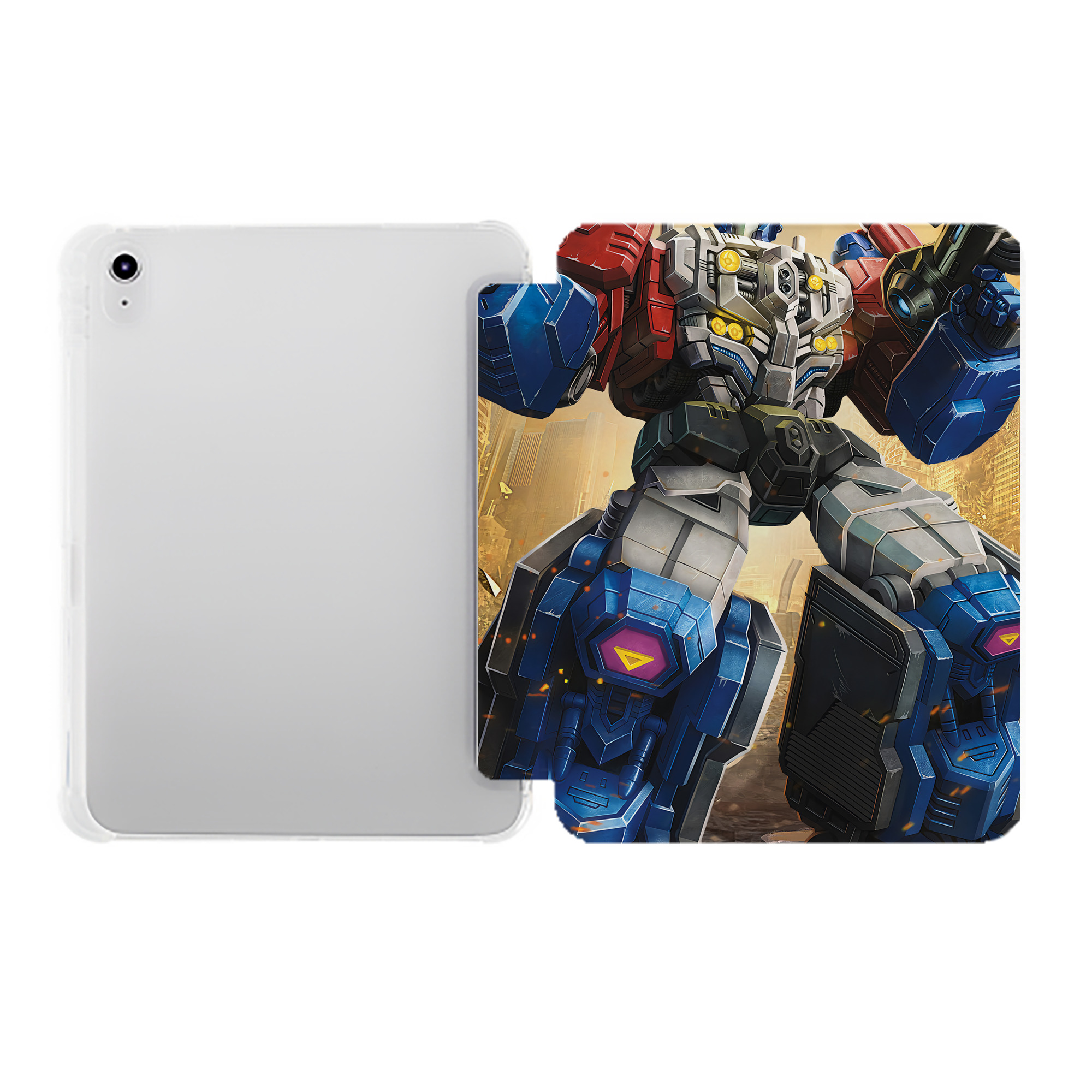 （画像用） Transformers トランスフォーマー IPad ケース ペン収納付き 三つ折りスタンド PUレザー×シリコン 対応機種9.5/10.5/10.9インチ